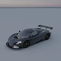 Gray Aerodynamic Sports Car With Sleek Design Rear Wing And Alloy Wheels