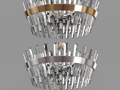 Modern Crystal Chandeliers with Gold and Silver Frames and Striped Crystal Elements 3d model