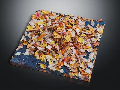Decorative Square Mat Covered With Colorful Petals In Yellow Orange Red And White 3d model