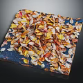 Decorative Square Mat Covered With Colorful Petals In Yellow Orange Red And White