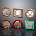 Vintage Decorative Clocks With Various Shapes And Classic Designs On 3d model