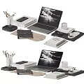 Modern Laptop Desktop Setup With Sleek Design Smartphone Books Mug And Flowers