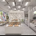 Modern Dessert Shop Interior With Glass Display Cases Fresh Pastries And Bright Lighting