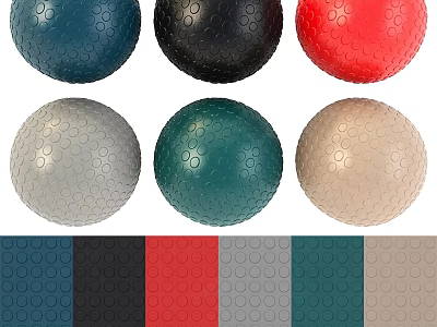Textured Ball Components In Various Colors With Matching Color Swatches And Textured Design 3d model