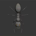 Futuristic Mechanical Ant With Metallic Body And Blue Accents On Dark Reflective Surface