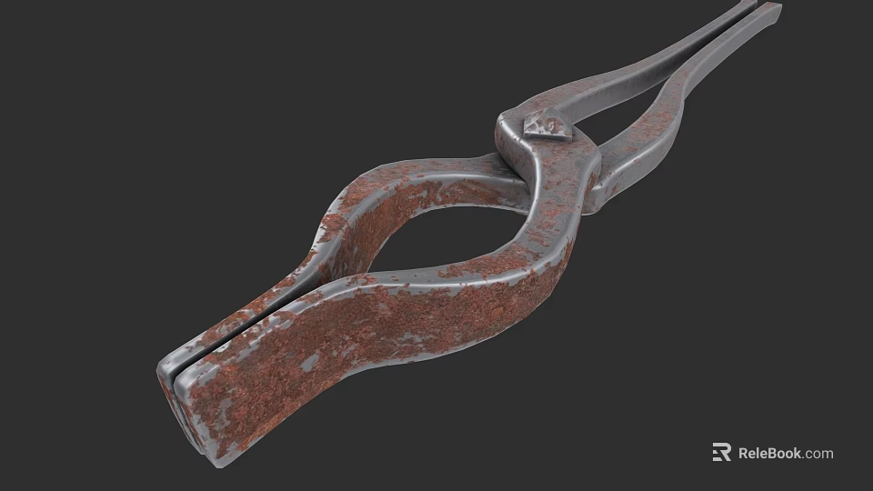 Rusty Metal Surgical Clamp As Medical Instrument With Corroded Surface 3d model 