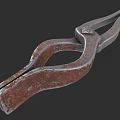 Rusty Metal Surgical Clamp As Medical Instrument With Corroded Surface