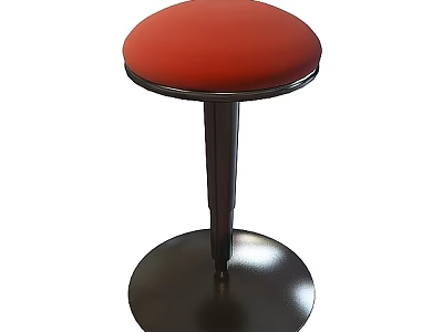 Modern Red Round Upholstered Stool With Black Metal Base And Sleek Design 3d model
