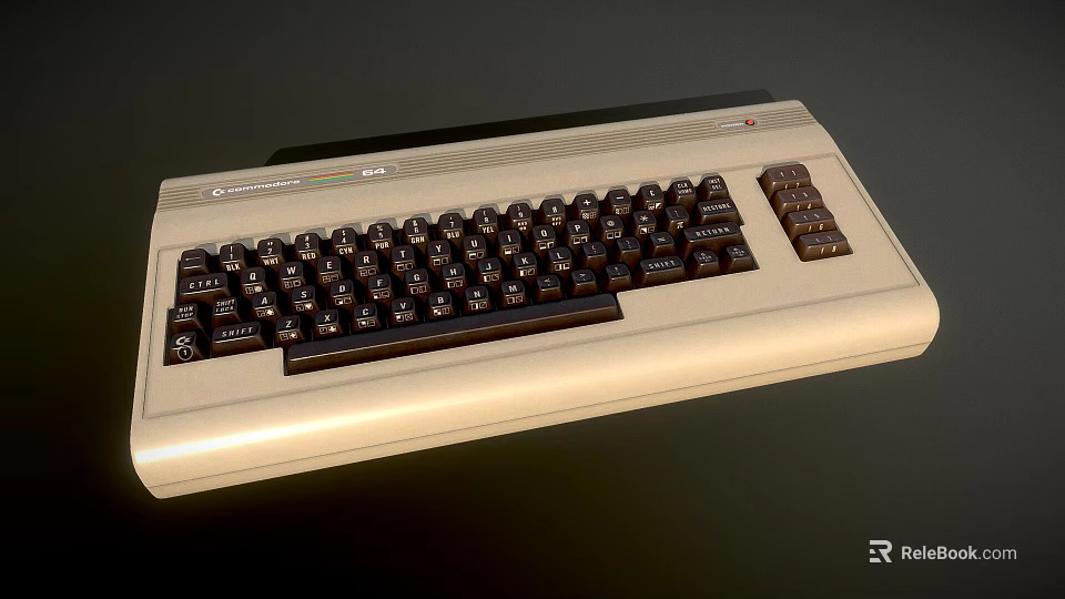 Vintage Commodore Computer Keyboard With Retro Design And Classic Beige Key Layout 3d model 