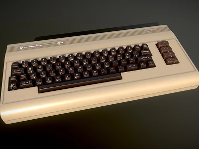 Vintage Commodore Computer Keyboard With Retro Design And Classic Beige Key Layout 3d model