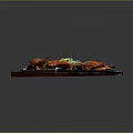 Grilled Chicken Pieces on Wooden Platter with Fresh Greens and Lemon Garnish