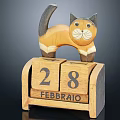 Wooden Cat Shaped Calendar Furniture With February 28 Date