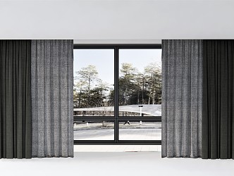 modern curtain fabric curtain gauze curtain 3d model