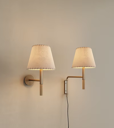 Modern Fabric Shade Wall Lamps With Brass Arm And Warm Lighting Design 3d model
