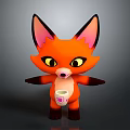 Game Movie Character Cartoon Fox with Orange Body Big Pink Ears Holding Heart Shaped Cup