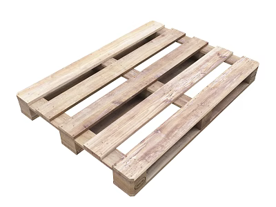 Stone Wood Pallet With Horizontal Wooden Slats And Supportive Blocks 3d model