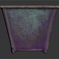 Square Flower Pot With Purple Green Gradient Glazed Finish For Home Garden Decoration