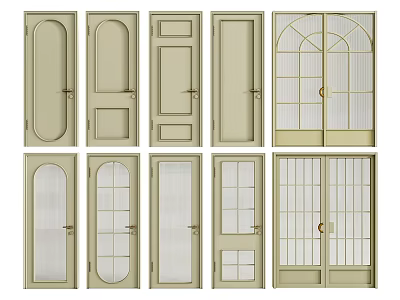 Light Color Swing Doors With Various Designs And Glass Panel Options 3d model
