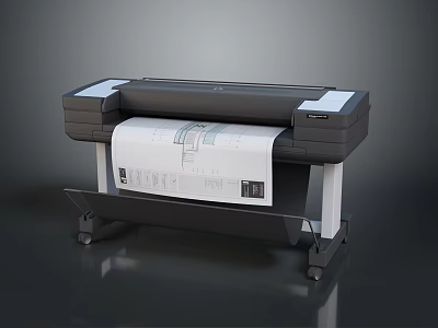 Household Large Format Printer With Black Body White Details Printing Engineering Drawings 3d model