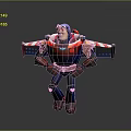 Cartoon Space Ranger Character In Blue Red Armor With Yellow Accents Standing Pose