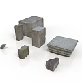 Gray Stone Blocks In Various Sizes And Shapes For Construction Use 3d model