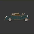 Vintage Teal Car Model Featuring Weathered Finish Exposed Engine And Silver Wheels