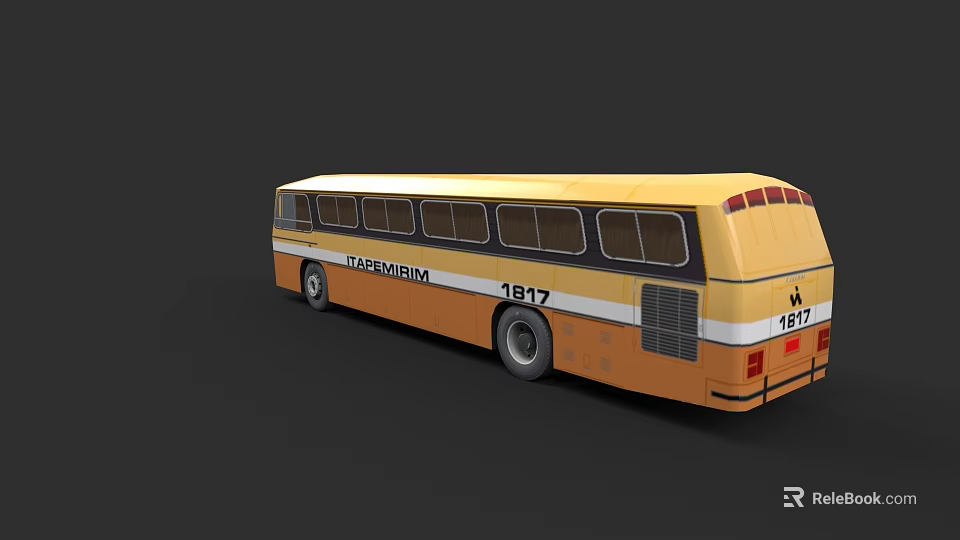 Yellow And White Classic Bus With TAIPEI BUS 1817 And Windows 3d model 
