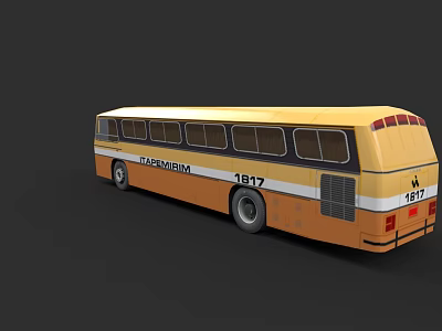 Yellow And White Classic Bus With TAIPEI BUS 1817 And Windows 3d model