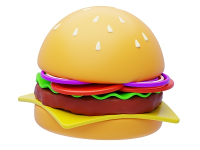 Cartoon Burger Modern Burger 3d model