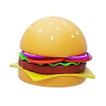 Cartoon Burger Modern Burger 3d model