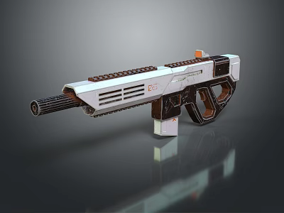 Futuristic Sci Fi Weapon Design With White Black Grip And Barrel 3d model