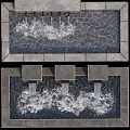 Garden Water Features with Brick Wall and Three Square Columns Water Flowing into Pool Basin 3d model