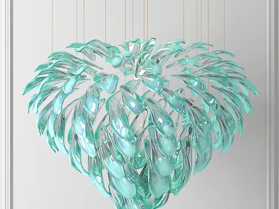 Elegant Turquoise Heart Shaped Hanging Crystal Chandelier With Leaf Shaped Crystals 3d model