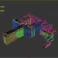 Complex Multi Story Building Complex Model With Diverse Architectural Structures And Roof Designs