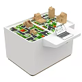 Sand Table Model With White Platform Green Red Areas Building Models And Laptop 3d model
