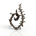 Artistic Spiral Shaped Plant Sculpture With Twisted Branches Thorns And Leaves