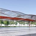Modern Architectural Bridge Structure With Steel Beams And Sunlight Shadows 3d model