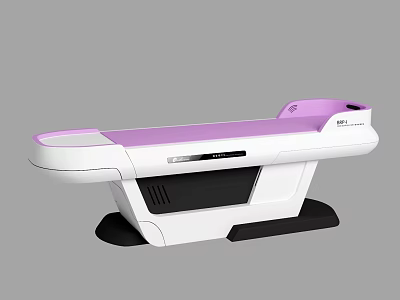 Modern Clinic Medical Examination Table With White And Pink Ergonomic Design And Black Support Base 3d model