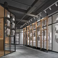 Modern Clothing Store Interior With Wooden Metal Racks Hanging Clothes And Bright Lighting
