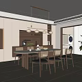 Modern Restaurant Interior Design With Round Dining Table Wooden Chairs And Pendant Lights