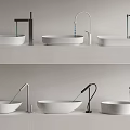 Modern Washbasin Designs Featuring Various Faucet Styles and White Basins