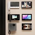 Smart Video Doorbell Devices On Wall With Screen Camera And Time 3d model