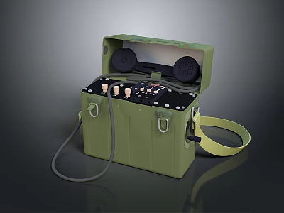 Green Military Weapon Equipment Portable Case With Strap And Control Buttons 3d model