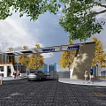 Modern gate entrance gate gate building gate factory entrance 3d model