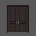 Dark Brown Wooden Double Swing Door With Panel Design For Interior Use 3d model