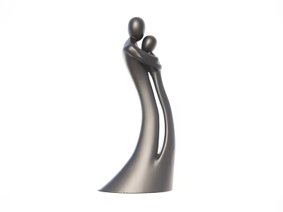 Black Abstract Sculpture of Embracing Figures as Modern Decorative Art Piece 3d model