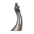 Black Abstract Sculpture of Embracing Figures as Modern Decorative Art Piece