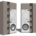 Modern Bathroom Cabinet Frame Featuring Washer Dryer Light Wood Finish and Layered Shelves