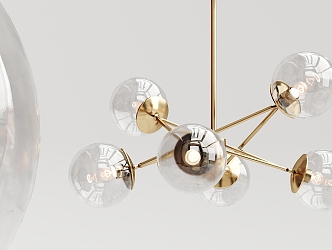 Modern chandelier glass ball multi-head chandelier 3d model