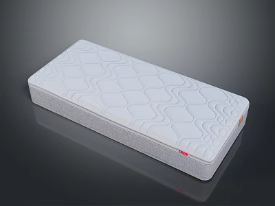 Comfortable Mattress With Wave Pattern Design White Surface And Gray Border Details 3d model